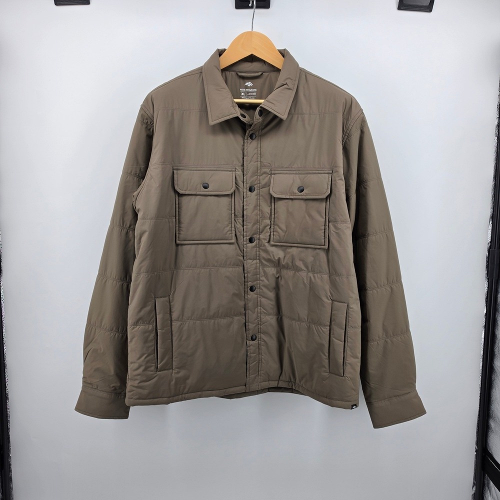 Path Projects Baker Insulated Shirt Jacket Mens XL Brown Quilted Snap Front